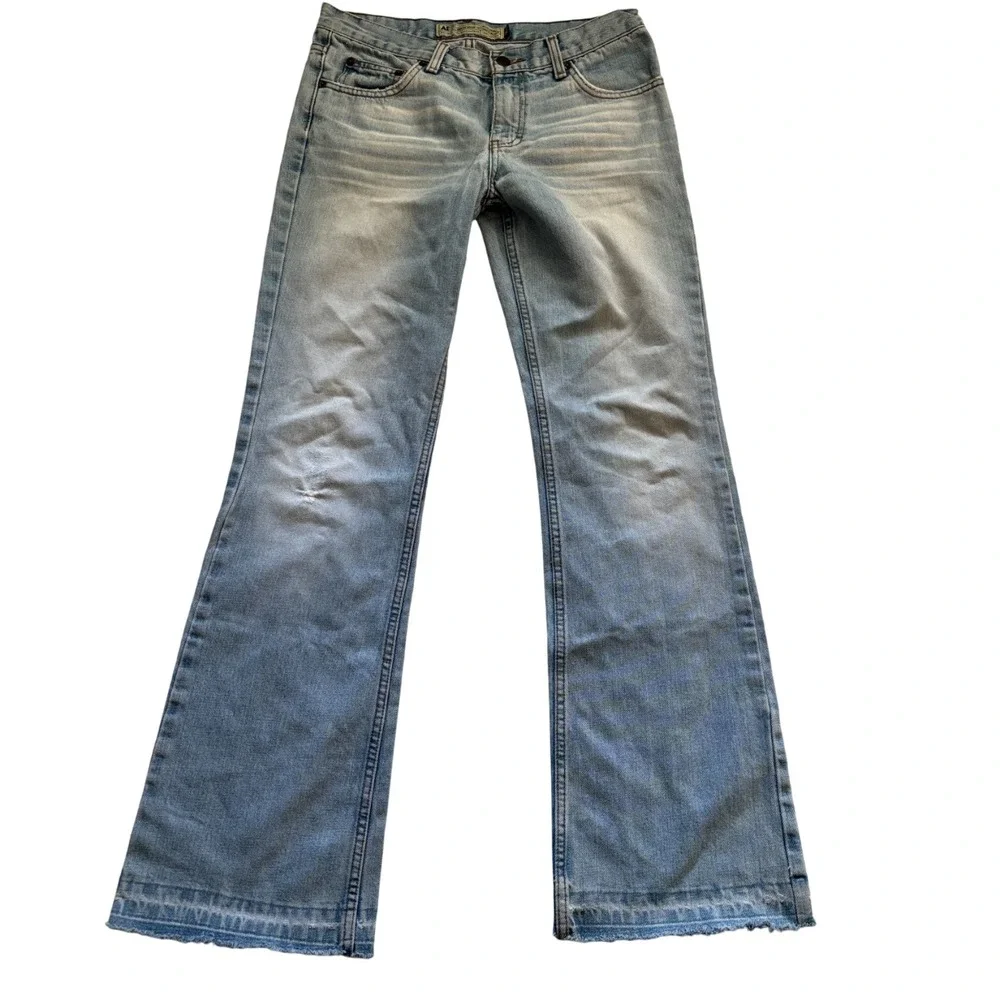 American Eagle Outfitters Distressed Bootcut Jeans Mid Rise Women's SZ6 W30 Blue